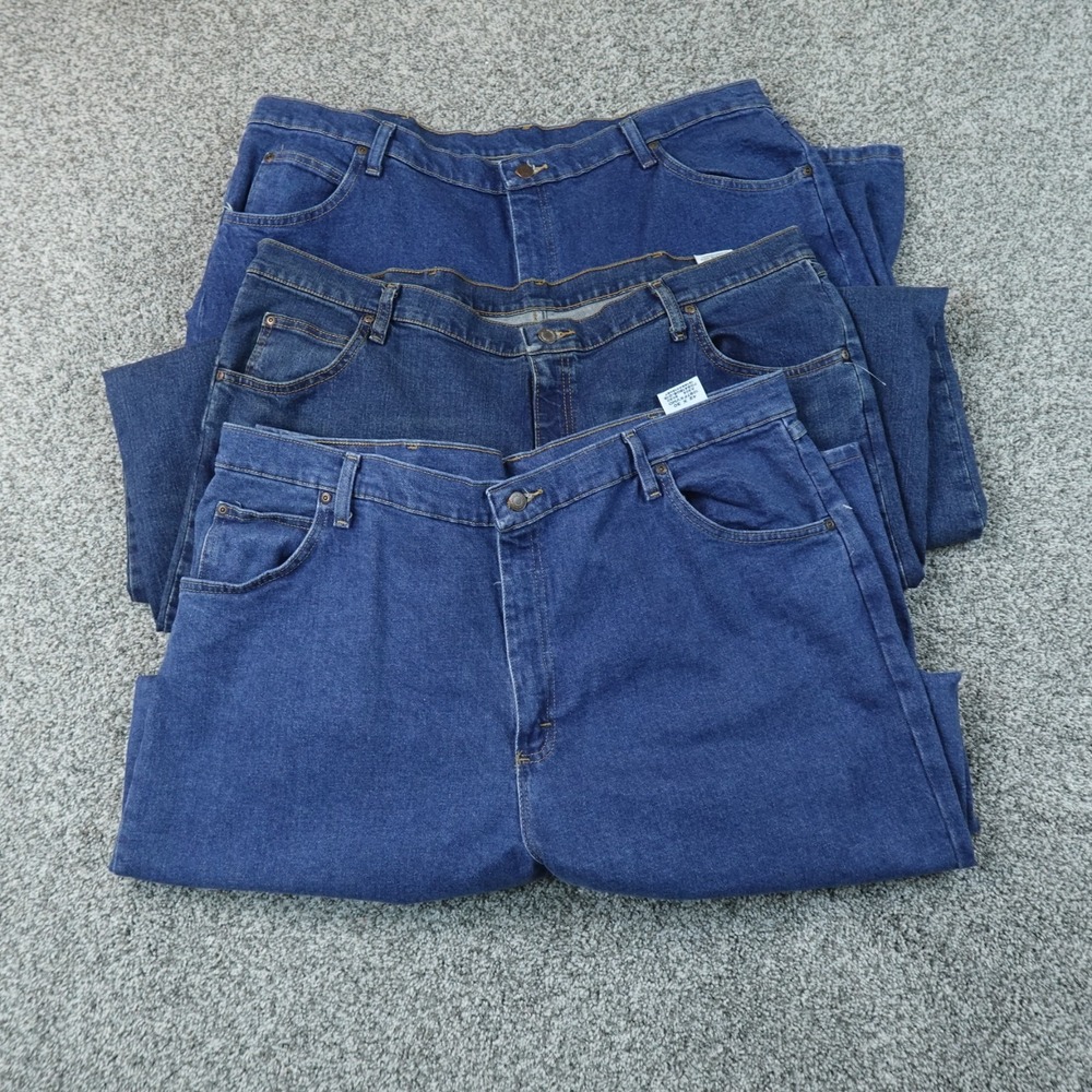 Wrangler Jeans Mens 42X30 Blue Denim Pants Western Cowboy Stretch Lot Bundle 3